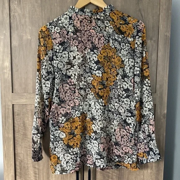 H&m Floral Button Sheer Long Sleeve Blouse Women’s Size 12 - Picture 10 of 15